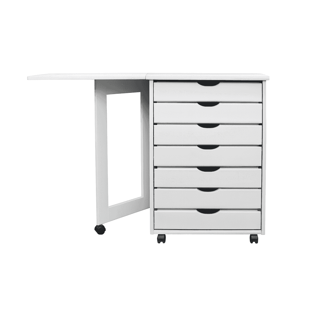 7 Drawer Wide Rolling Cart Features an expandable top for a bonus workspace. - view 8