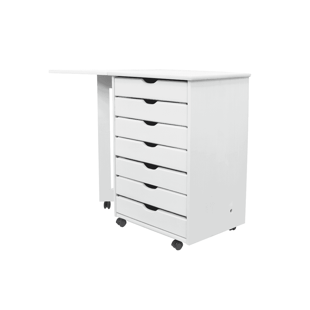 7 Drawer Wide Rolling Cart Features an expandable top for a bonus workspace. - view 9