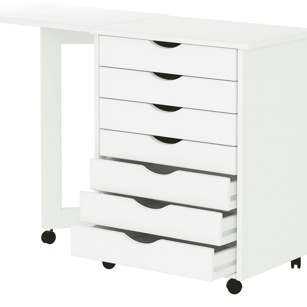 7 Drawer Wide Rolling Cart Features an expandable top for a bonus workspace. - view 10
