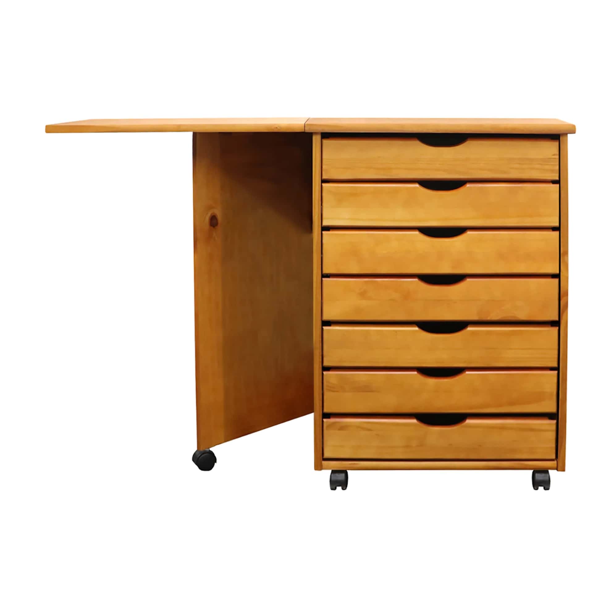 7 Drawer Wide Rolling Cart Features an expandable top for a bonus workspace. thumbnail