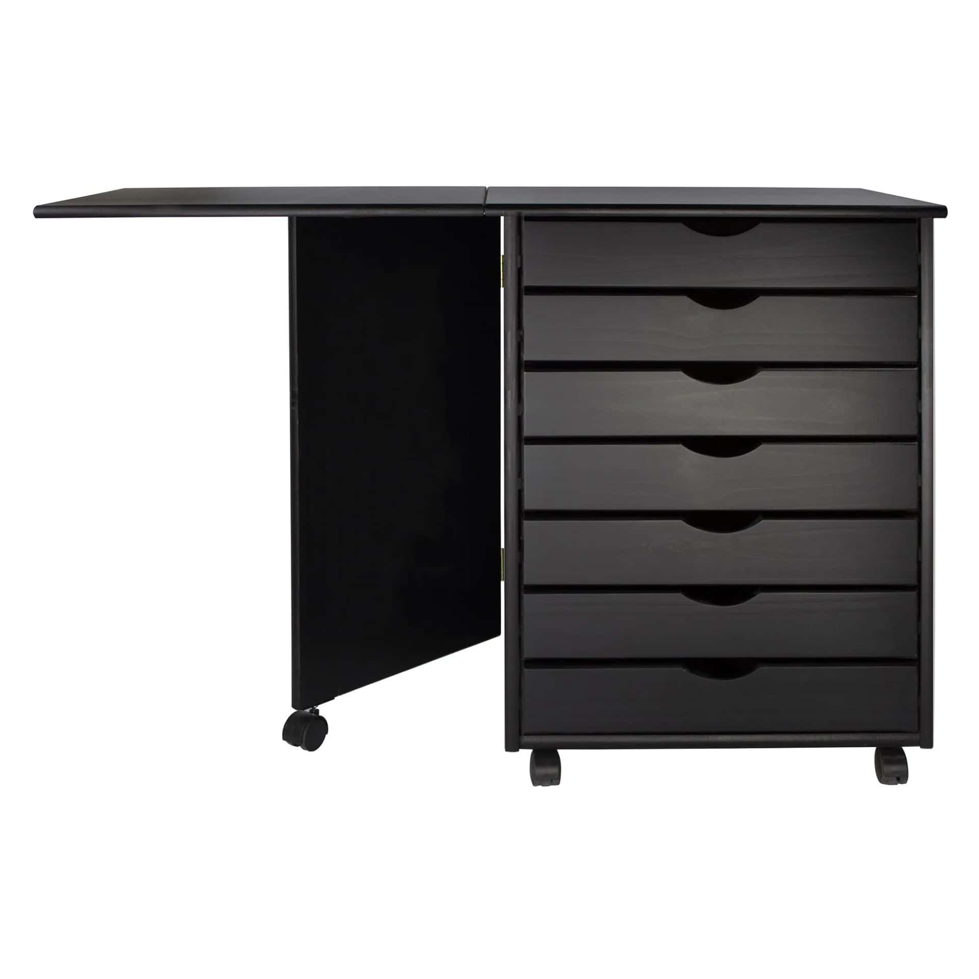 7 Drawer Wide Rolling Cart Features an expandable top for a bonus workspace. - view 5