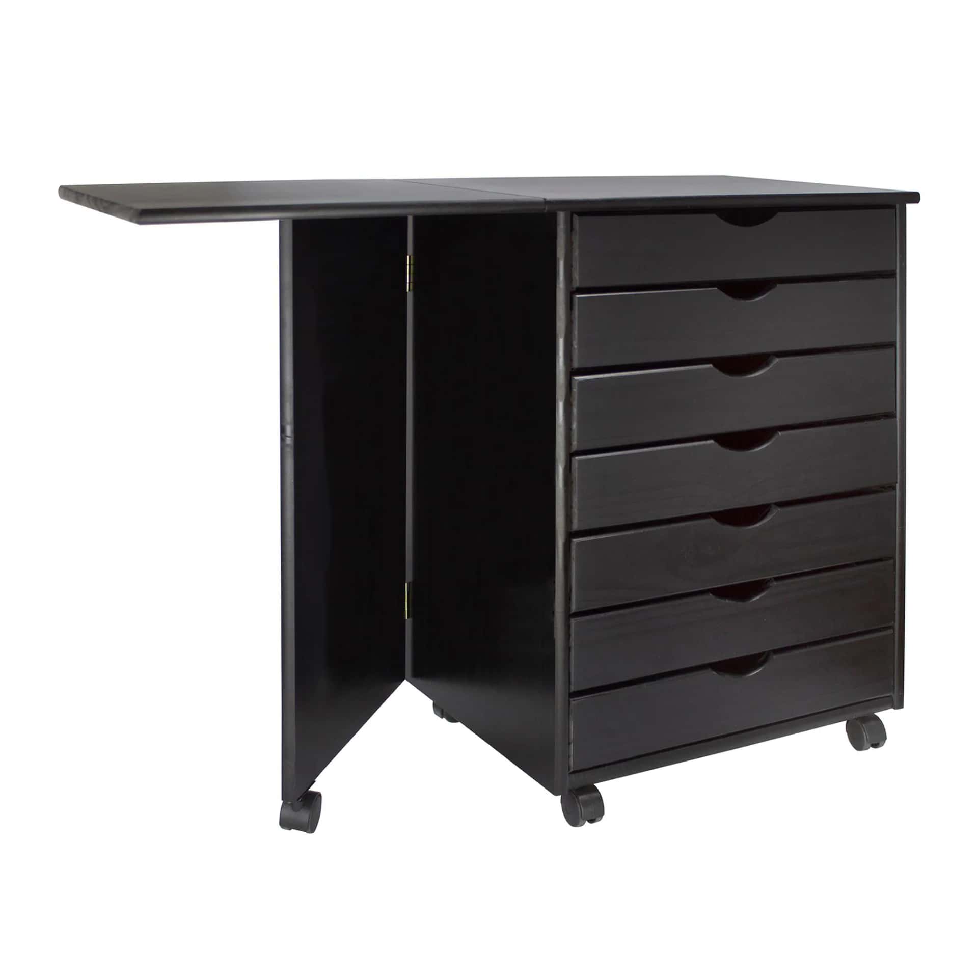 7 Drawer Wide Rolling Cart Features an expandable top for a bonus workspace. - view 6