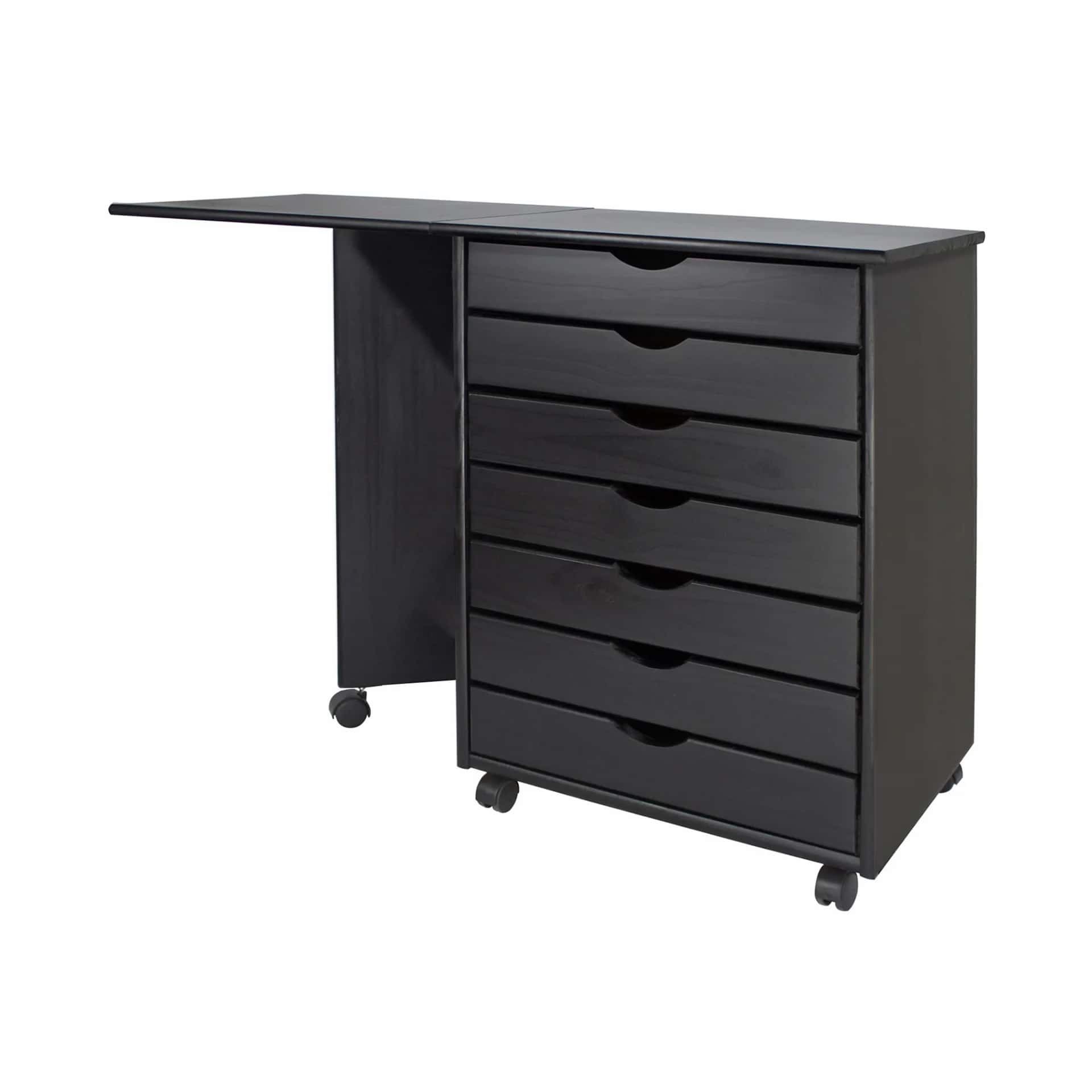 7 Drawer Wide Rolling Cart Features an expandable top for a bonus workspace. - view 7