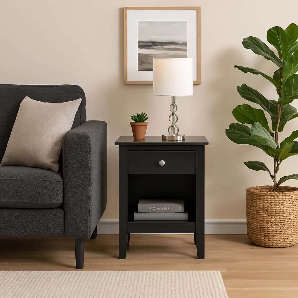 1 Drawer Bedside Nightstand Essential bedside storage with a classic, solid wood design. - view 7