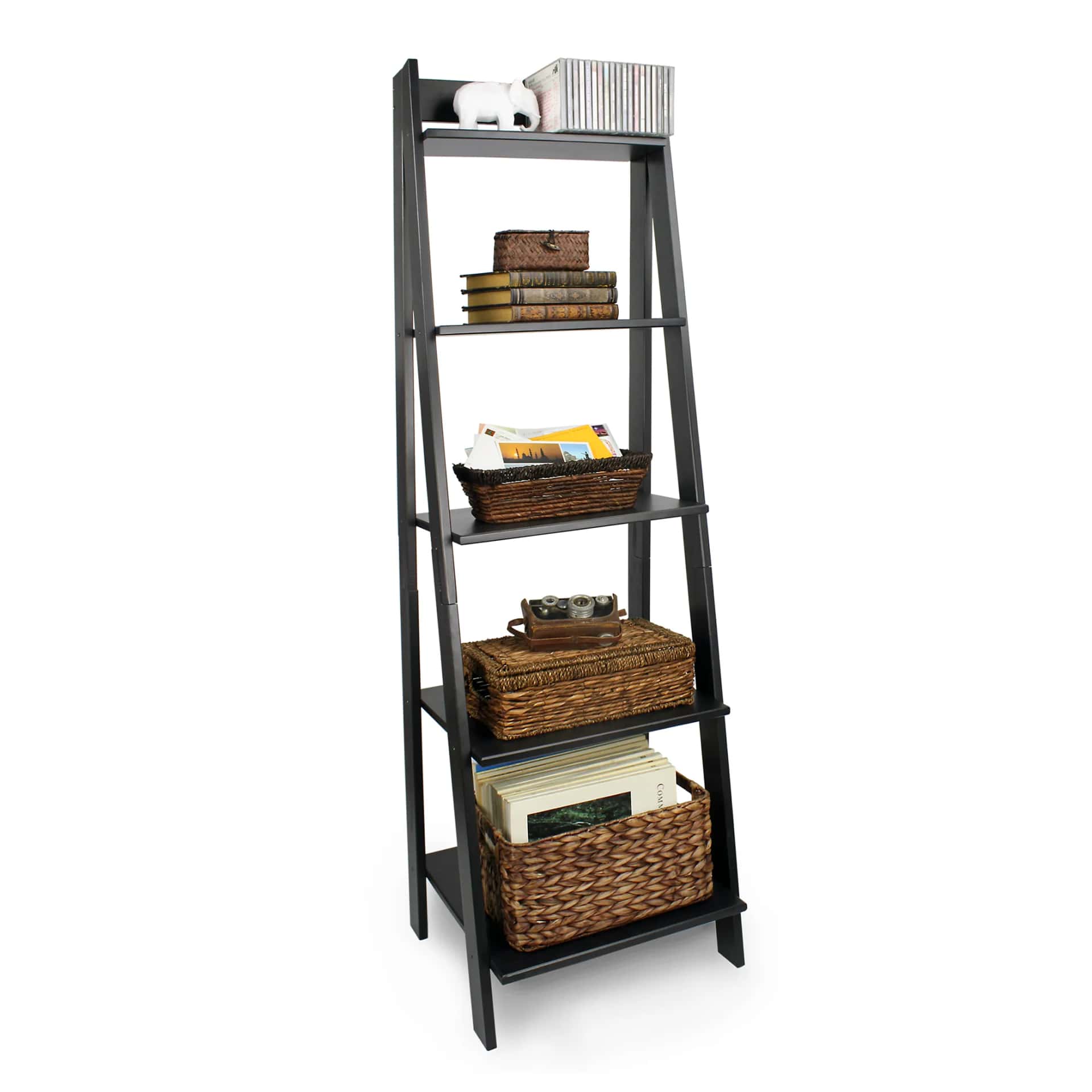 5 Shelf Ladder Bookshelf Stable, free-standing design to elevate any room's decor. - view 2