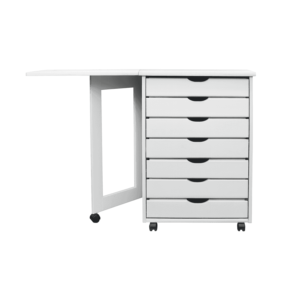 7 Drawer Wide Rolling Cart Features an expandable top for a bonus workspace. - view 8