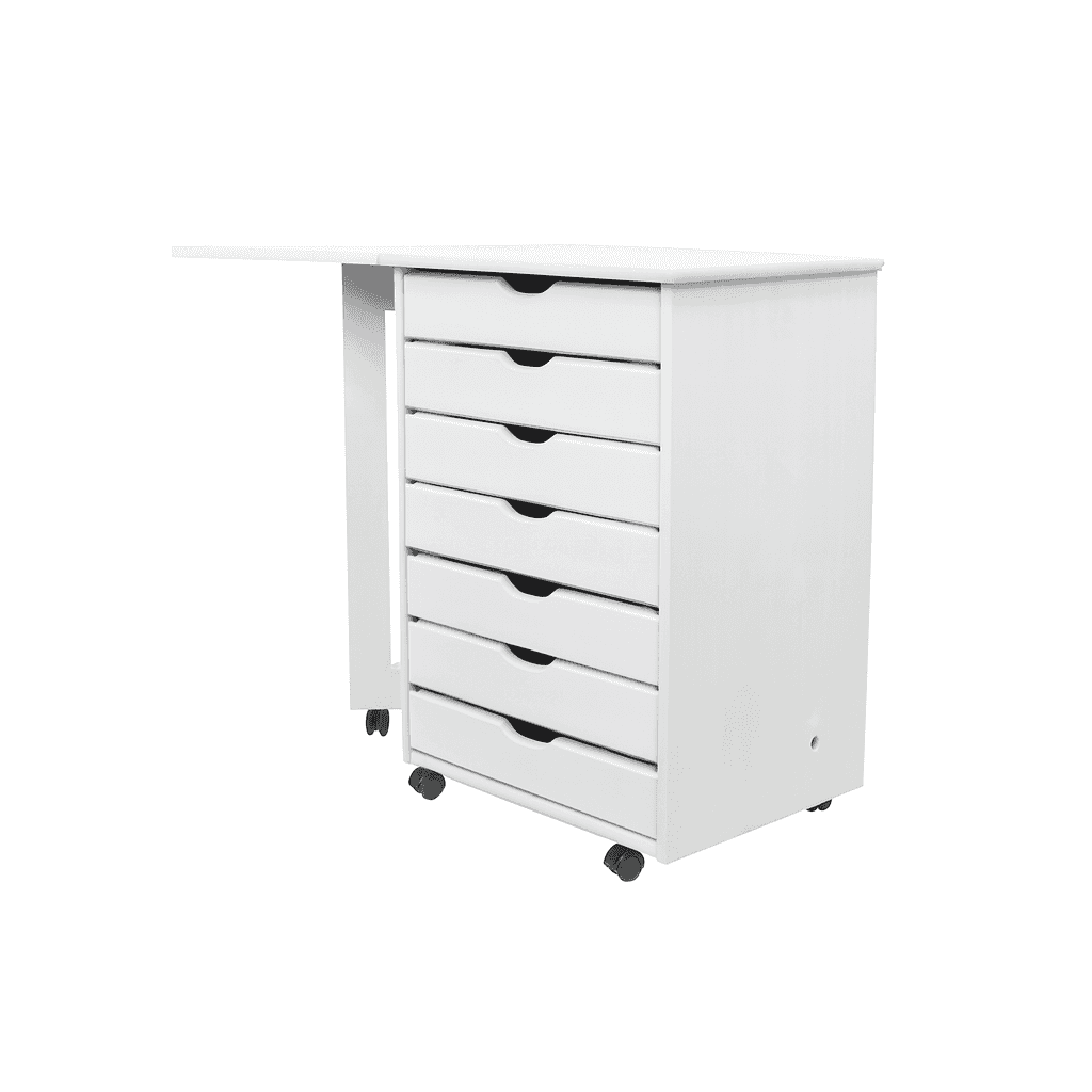 7 Drawer Wide Rolling Cart Features an expandable top for a bonus workspace. - view 9