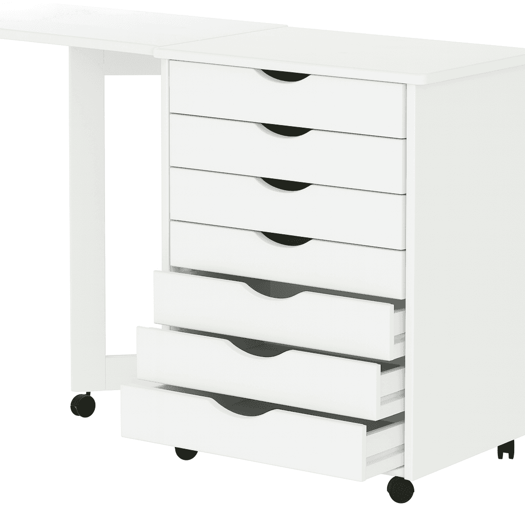 7 Drawer Wide Rolling Cart Features an expandable top for a bonus workspace. - view 10