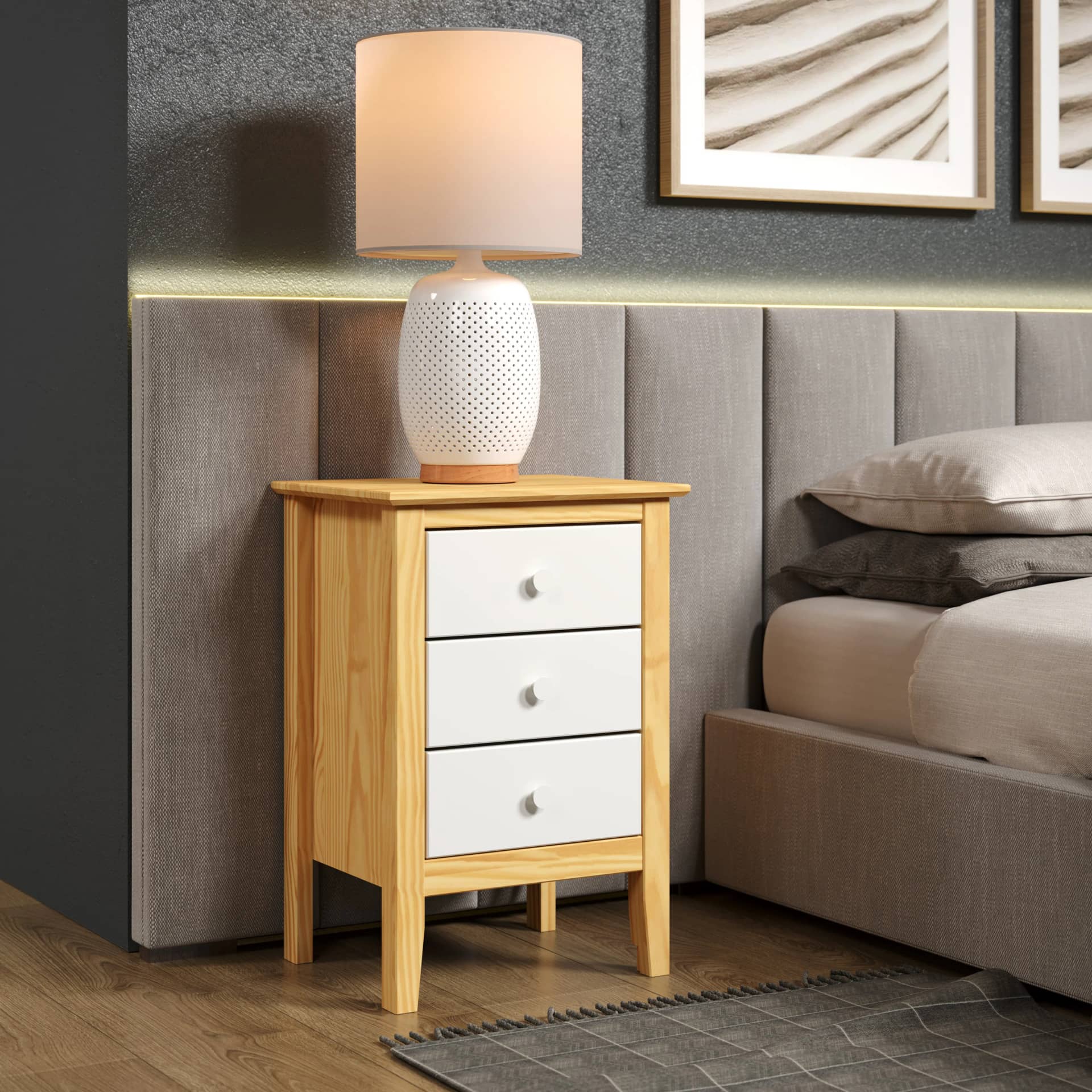 3 Drawer Bedside Nightstand Versatile and elegant solid wood storage for any room. - view 12
