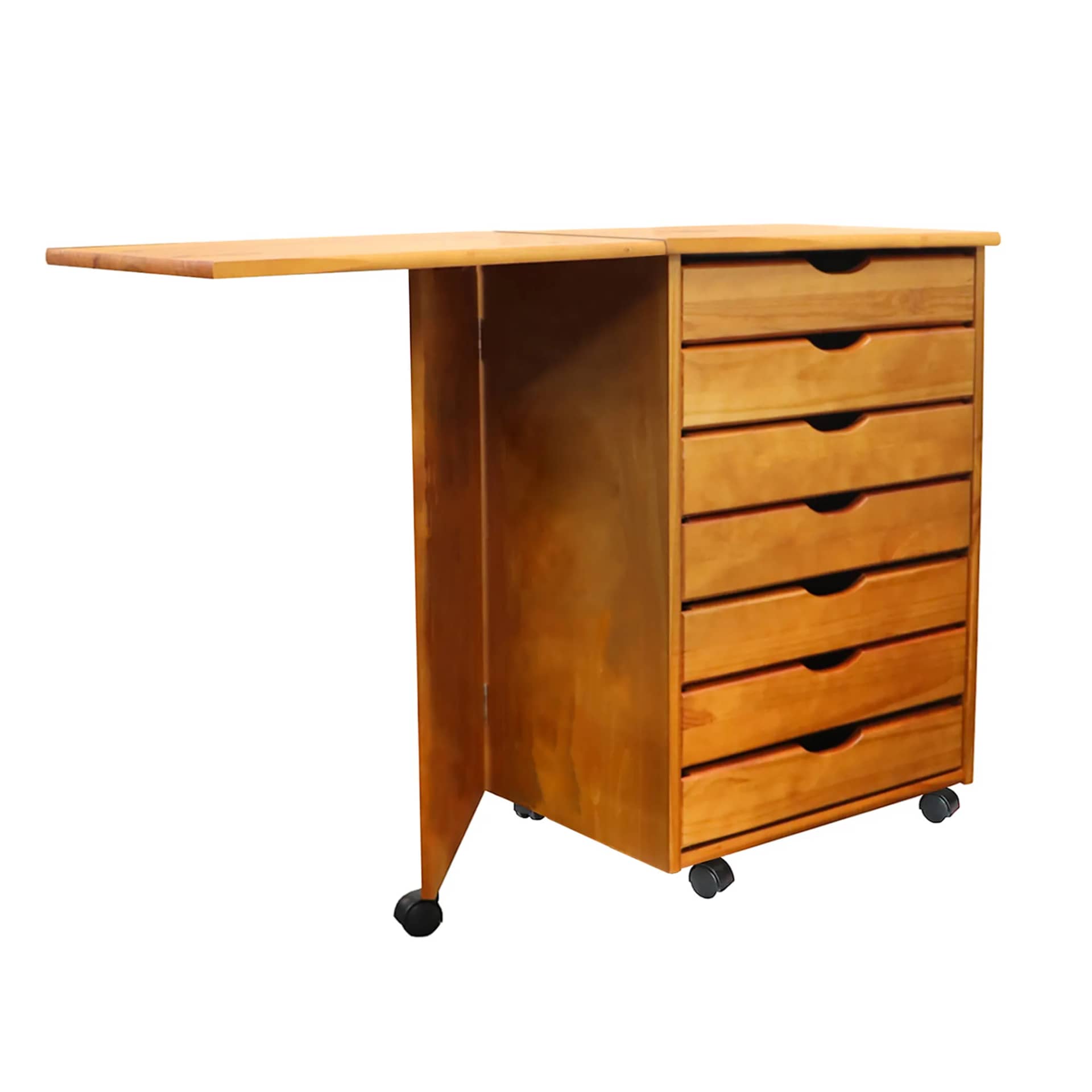 7 Drawer Wide Rolling Cart Features an expandable top for a bonus workspace. - view 2