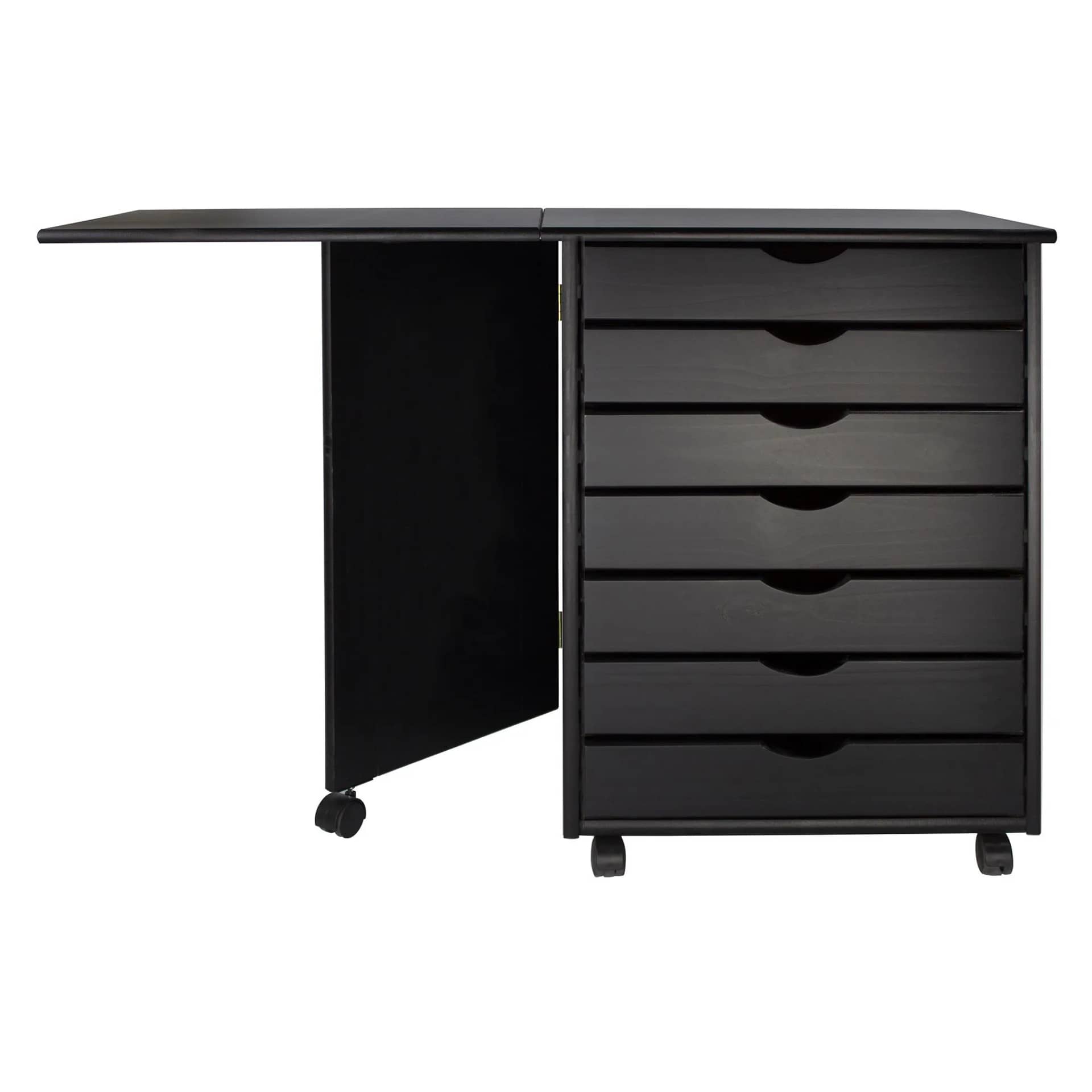 7 Drawer Wide Rolling Cart Features an expandable top for a bonus workspace. - view 5