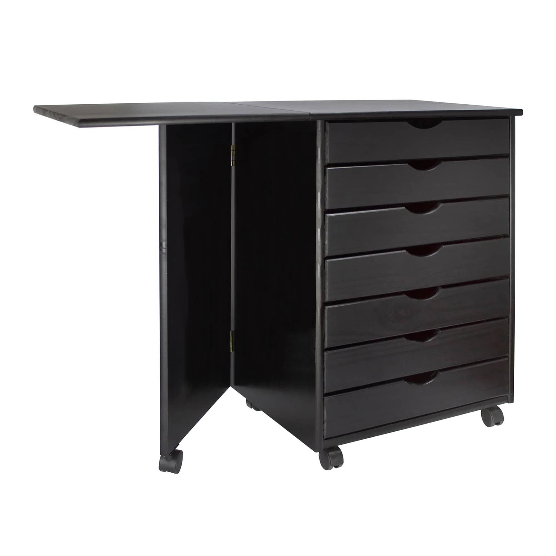 7 Drawer Wide Rolling Cart Features an expandable top for a bonus workspace. - view 6