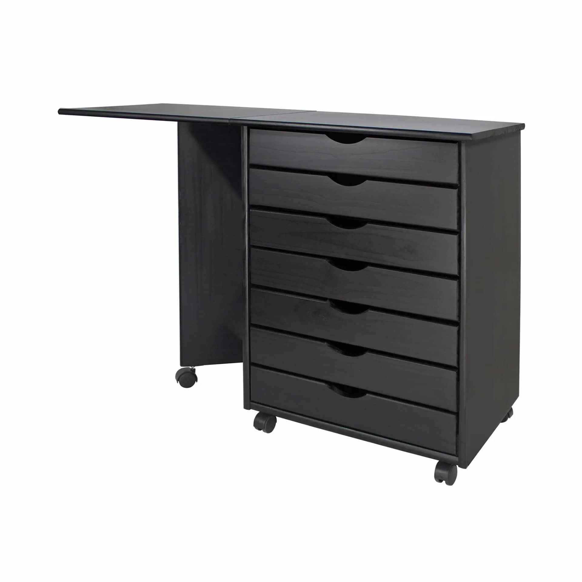 7 Drawer Wide Rolling Cart Features an expandable top for a bonus workspace. - view 7