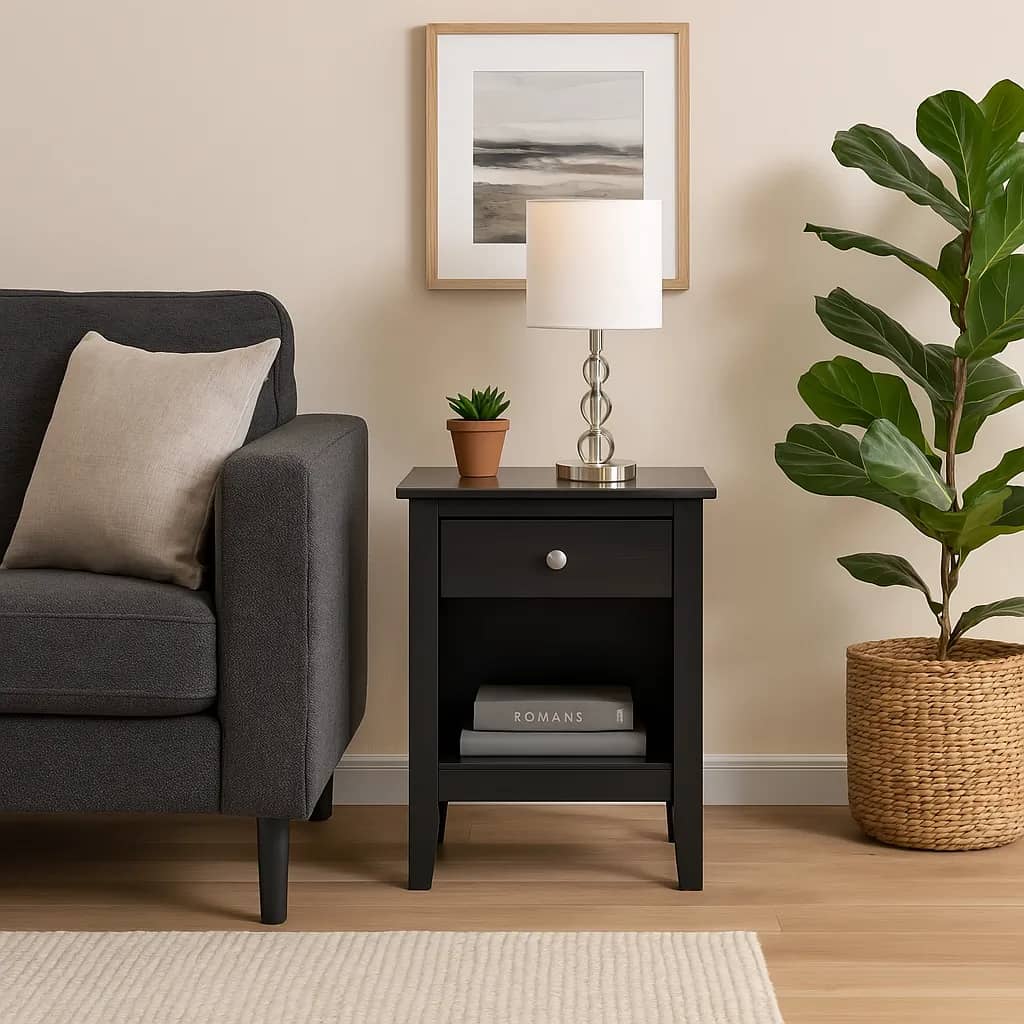 1 Drawer Bedside Nightstand Essential bedside storage with a classic, solid wood design. - view 7