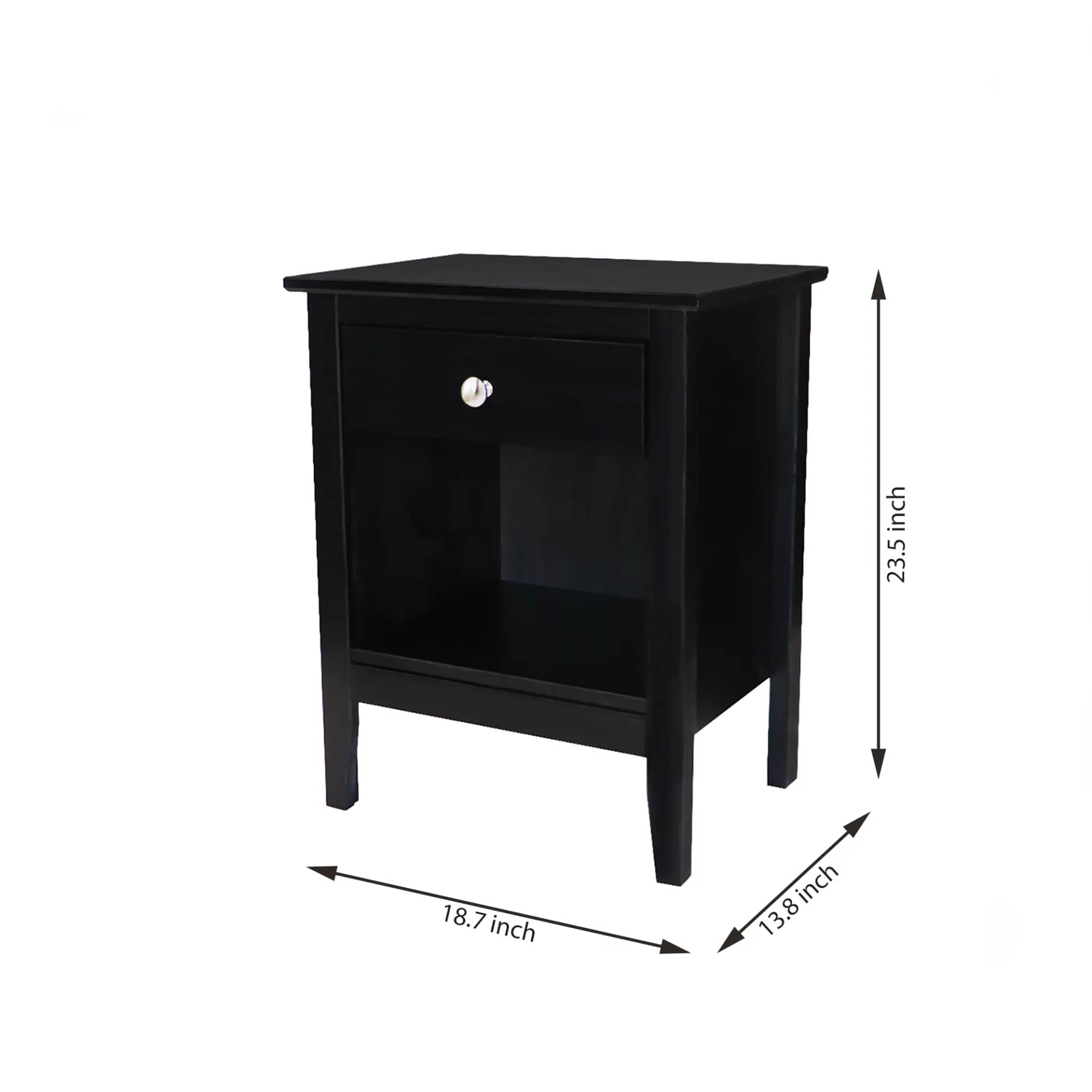 1 Drawer Bedside Nightstand Essential bedside storage with a classic, solid wood design. - view 3