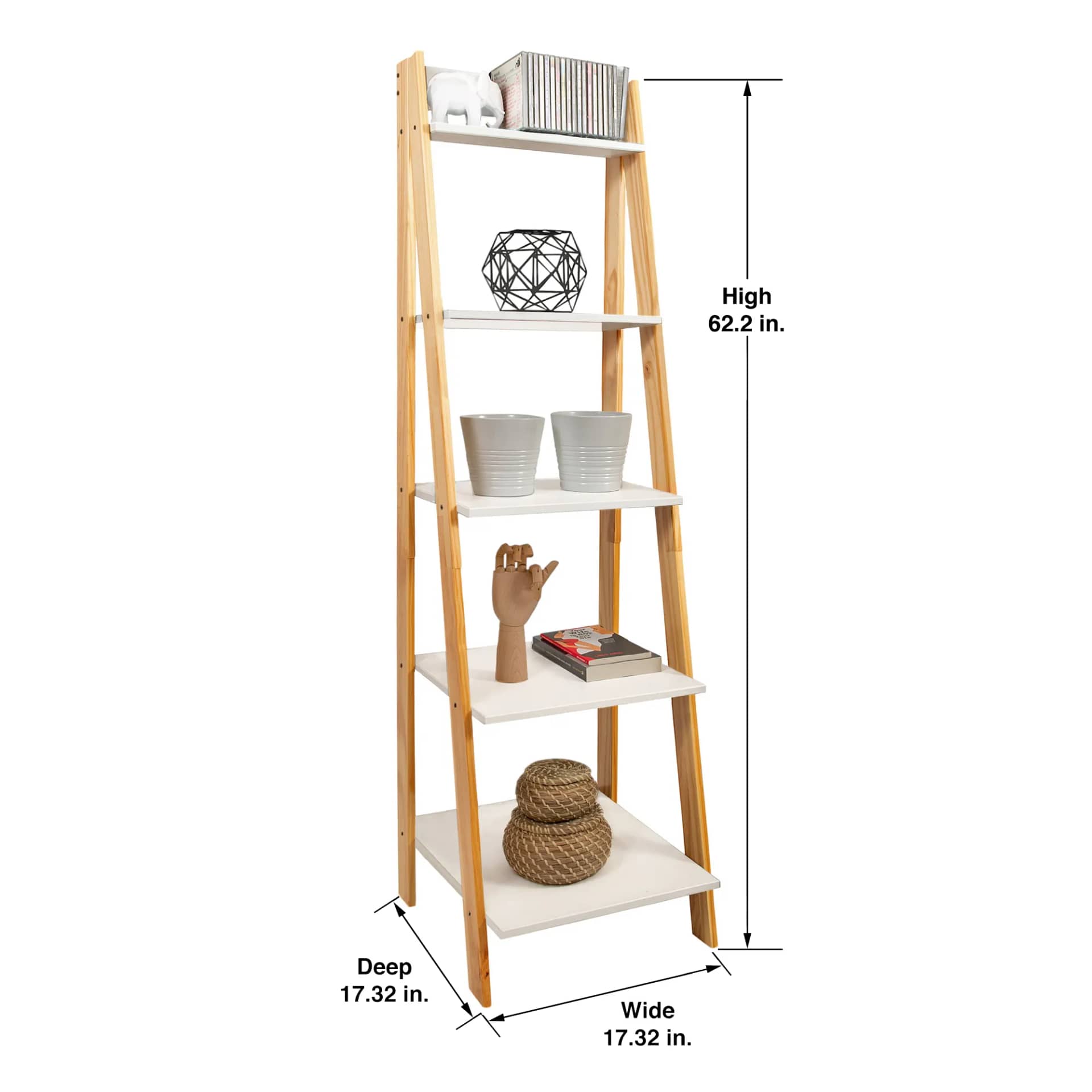 5 Shelf Ladder Bookshelf Stable, free-standing design to elevate any room's decor. - view 18