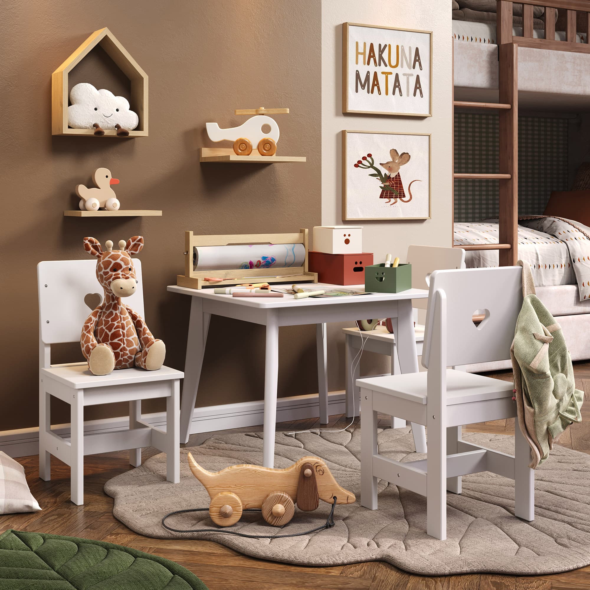 Kids table and chairs in kids room