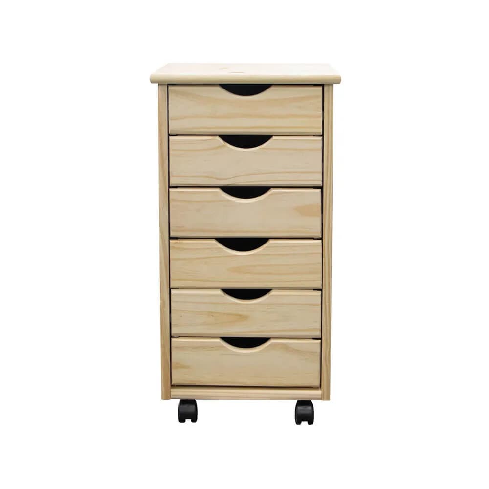 6 Drawer Rolling Cart Unfinished thumbnail