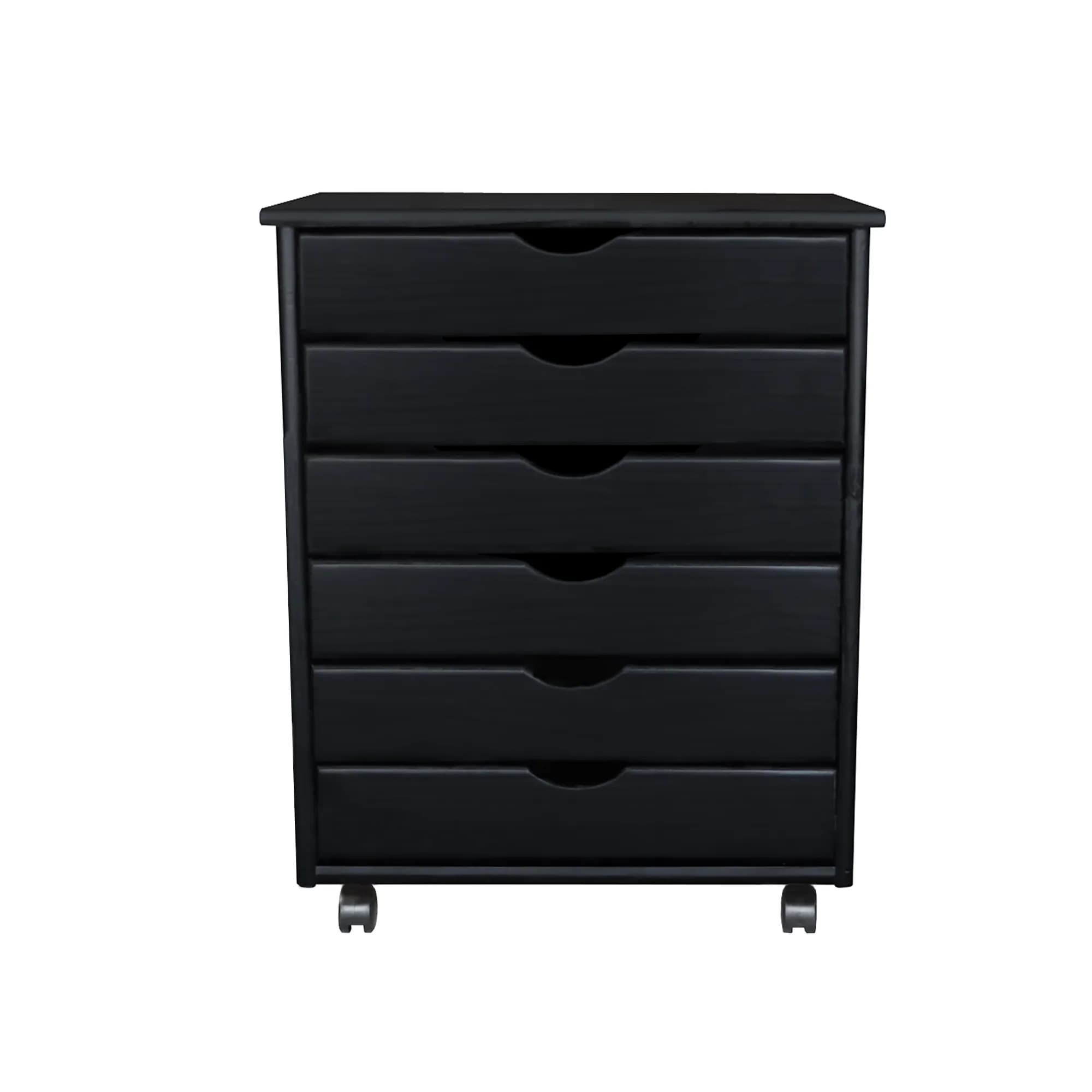 6 Drawer Wide Rolling Cart Black thumbnail