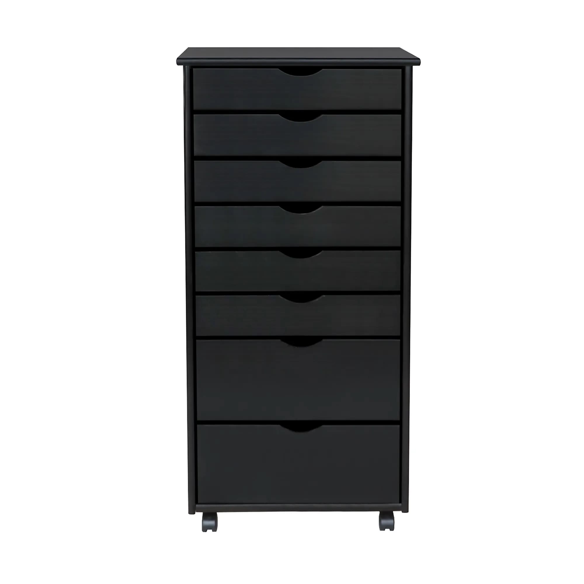 6+2 Drawer Wide Rolling Cart Black thumbnail