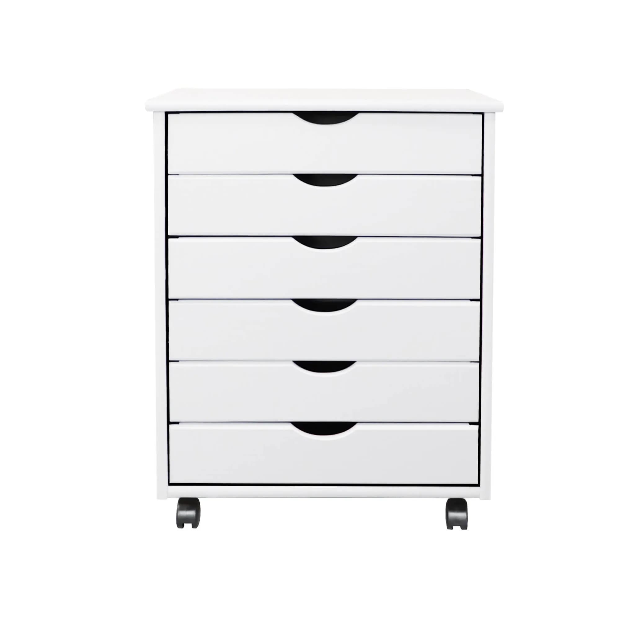 6 Drawer Wide Rolling Cart White thumbnail